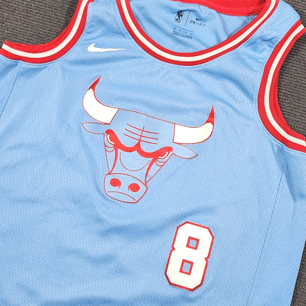 Nike Chicago Bulls Jersey Mens Blue Zach LaVine City Edition Swingman #8 SZ40 SP